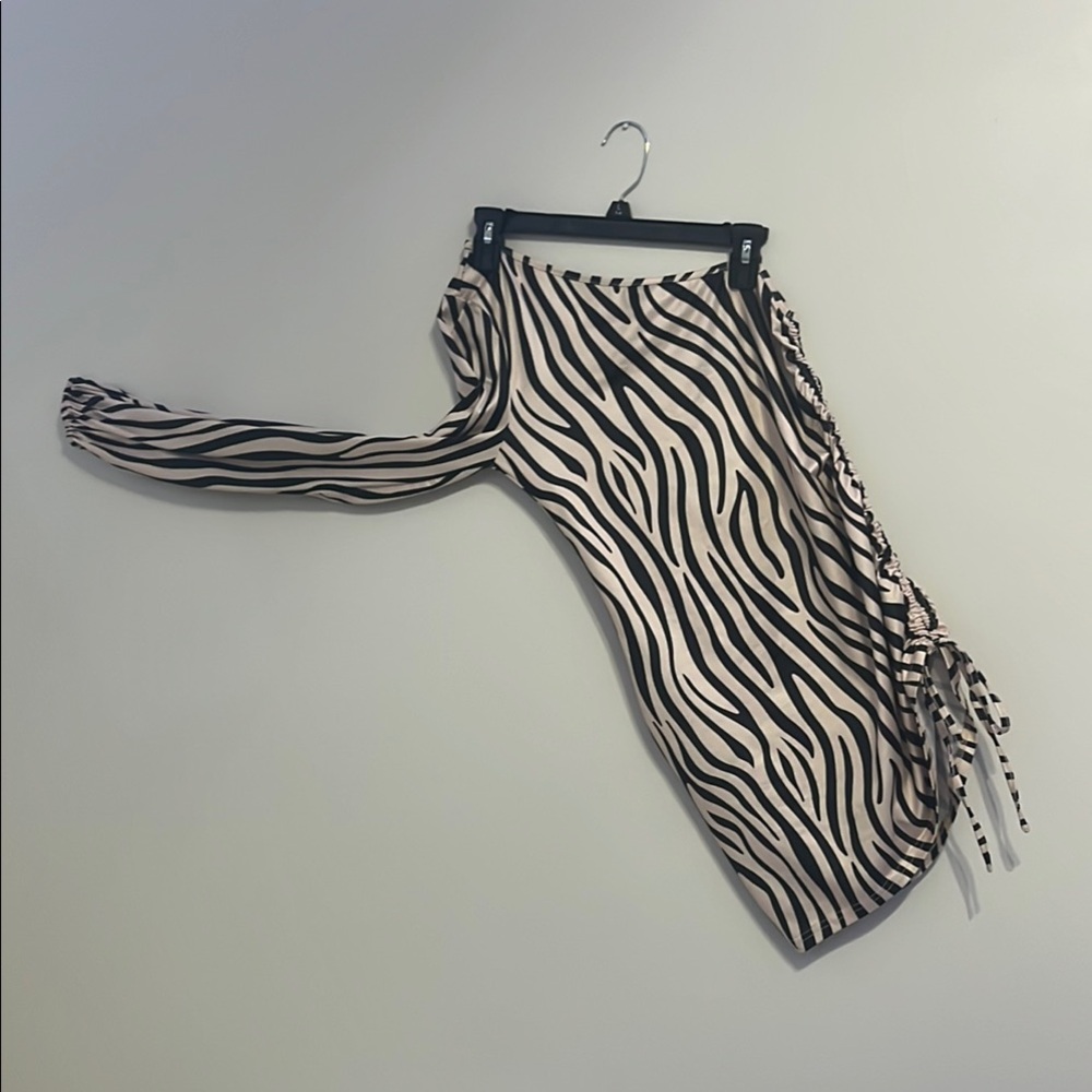 Zebra Print Off-Shoulder Dress
